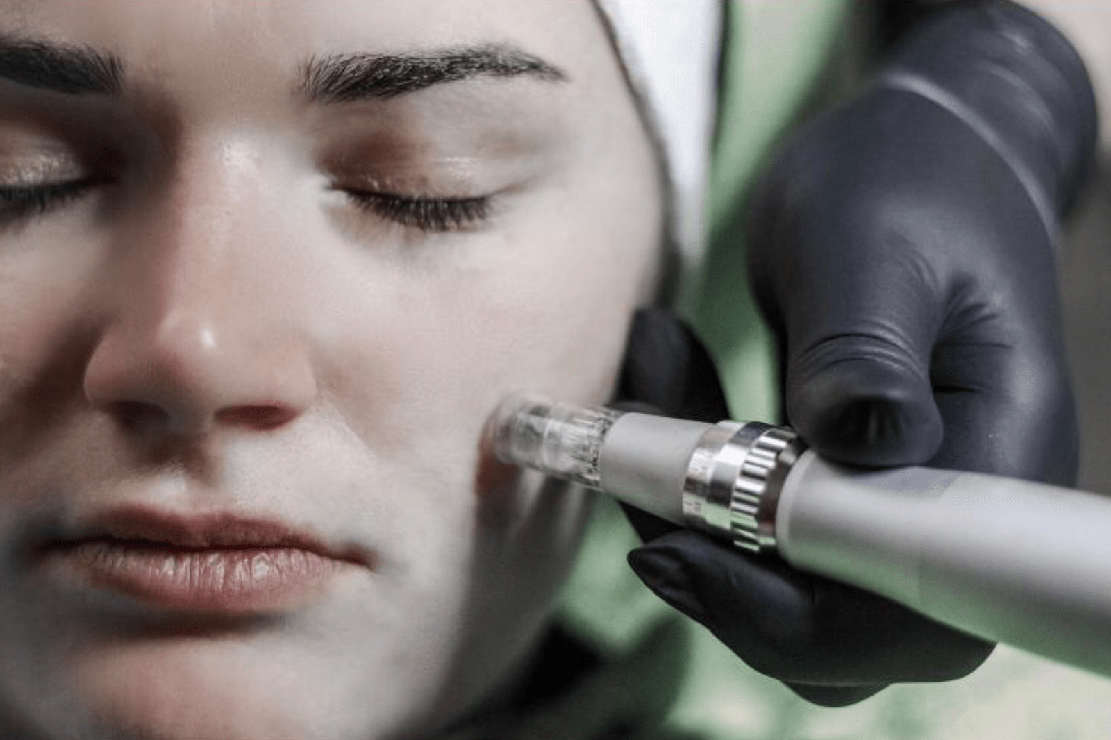 Eine Frau in einer Microneedling Behandlung